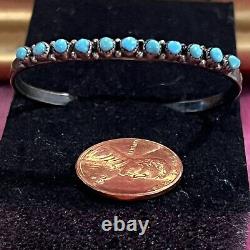 Vintage Handcrafted Zuni Turquoise & SterlingSilver Baby Bracelet, NativeAmerican