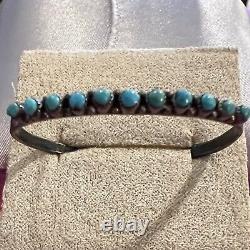 Vintage Handcrafted Zuni Turquoise & SterlingSilver Baby Bracelet, NativeAmerican