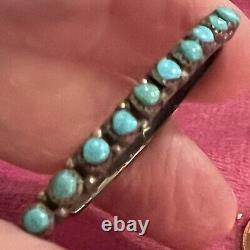 Vintage Handcrafted Zuni Turquoise & SterlingSilver Baby Bracelet, NativeAmerican