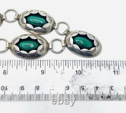 Vintage Handmade Native American Sterling Shadowbox Necklace Malachite Y1