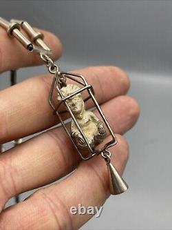 Vintage Handmade Navajo Sterling Silver Necklace And Earring Set
