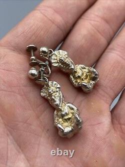 Vintage Handmade Navajo Sterling Silver Necklace And Earring Set