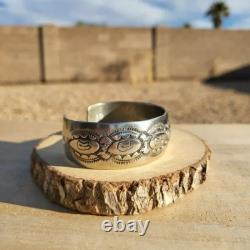 Vintage Handmade Sterling Silver Cuff Bracelet Native? American Tribal Design
