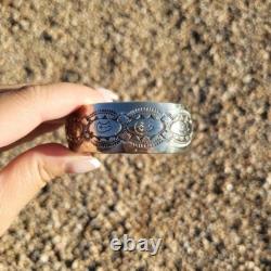 Vintage Handmade Sterling Silver Cuff Bracelet Native? American Tribal Design