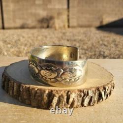 Vintage Handmade Sterling Silver Cuff Bracelet Native? American Tribal Design