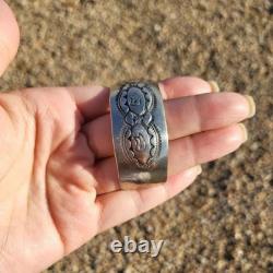 Vintage Handmade Sterling Silver Cuff Bracelet Native? American Tribal Design