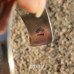 Vintage Handmade Sterling Silver Cuff Bracelet Native? American Tribal Design