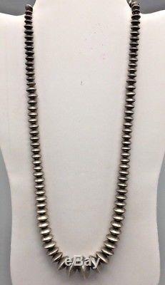 Vintage Handmade Sterling Silver Navajo Pearls Signed Unique Necklace