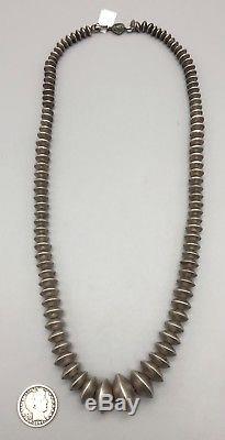 Vintage Handmade Sterling Silver Navajo Pearls Signed Unique Necklace