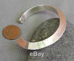 Vintage Heavy Sterling Silver Carinated Cuff Bracelet Small Medium Wrist