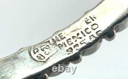 Vintage Hecho En Mexico Sterling Silver SNAKE EYE Turquoise Bangle Bracelet