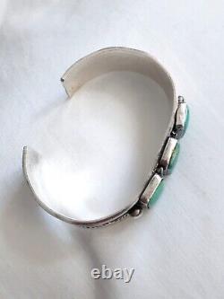 Vintage Helen Harrison Navajo ingot sterling silver turquoise bracelet, 35 g