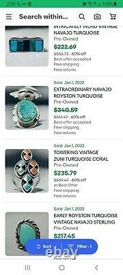 Vintage Hopi Kachina Native American Royston Turquoise Ring Jewelry Size 9 A+