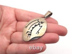 Vintage Hopi Old Pawn Sterling Silver Native American Estate Jewelry Pendant