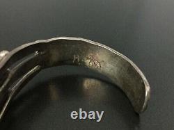 Vintage Hopi Ralph Tawangyaouma Petrified Wood Sterling Silver Bracelet Cuff