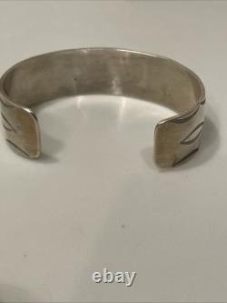 Vintage Hopi Sterling Silver Roadrunner Overlay Cuff Bracelet 37.9g Size 7.75
