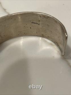 Vintage Hopi Sterling Silver Roadrunner Overlay Cuff Bracelet 37.9g Size 7.75