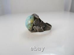 Vintage Hubbell Glass Ring Thunderbird Snakes Sterling Silver Native American