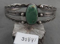 Vintage Indian Jewelry Arrow Stamped Sterling & Turquoise Tourist Bracelet