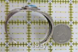 Vintage Indian Native Am Turquoise Leaf Sterling Silver 925 5.5 Cuff Bracelet