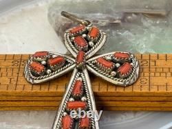 Vintage Irene Chiquito Sterling Silver Coral Cluster Cross Pendant-2141.25