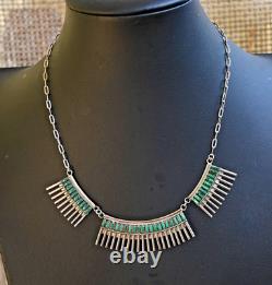 Vintage Iva Hattie IH Zuni Sterling Silver 925 Turquoise Necklace & Earrings Set
