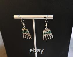 Vintage Iva Hattie IH Zuni Sterling Silver 925 Turquoise Necklace & Earrings Set