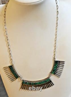 Vintage Iva Hattie IH Zuni Sterling Silver 925 Turquoise Necklace & Earrings Set