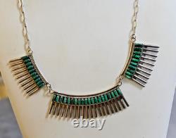 Vintage Iva Hattie IH Zuni Sterling Silver 925 Turquoise Necklace & Earrings Set
