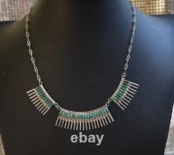 Vintage Iva Hattie IH Zuni Sterling Silver 925 Turquoise Necklace & Earrings Set