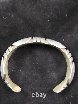 Vintage Jasper Nelson Navajo Deep Filed Carinated Silver Bracelet