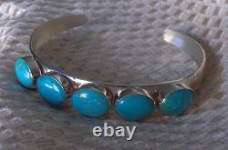 Vintage Jay King Mine Finds Silver 925 5-Stone Turquoise Cuff 18.7g (Grp. 63)