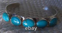 Vintage Jay King Mine Finds Silver 925 5-Stone Turquoise Cuff 18.7g (Grp. 63)