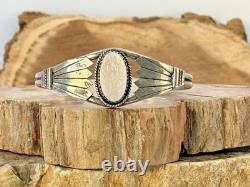 Vintage Jerry Johnson Navajo Sterling Silver Mother of Pearl Cuff-593.26