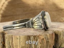 Vintage Jerry Johnson Navajo Sterling Silver Mother of Pearl Cuff-593.26