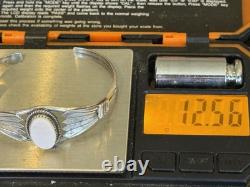 Vintage Jerry Johnson Navajo Sterling Silver Mother of Pearl Cuff-593.26