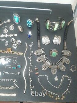 Vintage Jewelry Lot 63pcs Native American Mexico 925 Scrap or Wear 593g