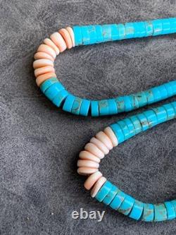 Vintage Jocla turquoise oyster heishi and coral on native string