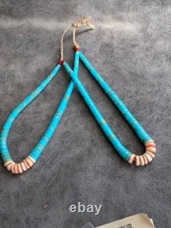 Vintage Jocla turquoise oyster heishi and coral on native string