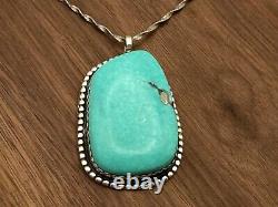 Vintage Kenneth Jones Sterling Silver Large Turquoise Pendant 18-457.25