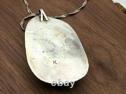 Vintage Kenneth Jones Sterling Silver Large Turquoise Pendant 18-457.25
