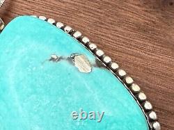 Vintage Kenneth Jones Sterling Silver Large Turquoise Pendant 18-457.25