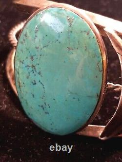Vintage Large sterling silver turquoise jewelry cuff bangle bracelet handmade