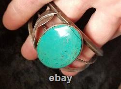 Vintage Large sterling silver turquoise jewelry cuff bangle bracelet handmade