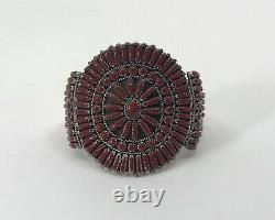 Vintage Lillian Fernando Native American Navajo Red Coral Cuff Bracelet L. F