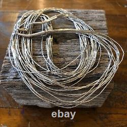 Vintage Long Multi Strand Sterling Silver Necklace Native American Jewelry