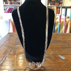 Vintage Long Multi Strand Sterling Silver Necklace Native American Jewelry