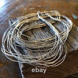 Vintage Long Multi Strand Sterling Silver Necklace Native American Jewelry