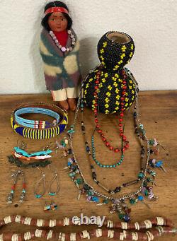 Vintage Lot Of Native American Fun Jewelry! Fetish Necklace! Sterling & Turqoise