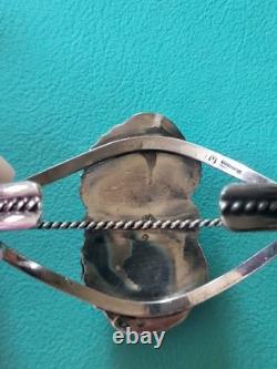 Vintage M Stamped Navajo Turquoise & Silver Leaf Cuff Bracelet